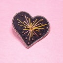 Broche cœur feu d'artifice jaune