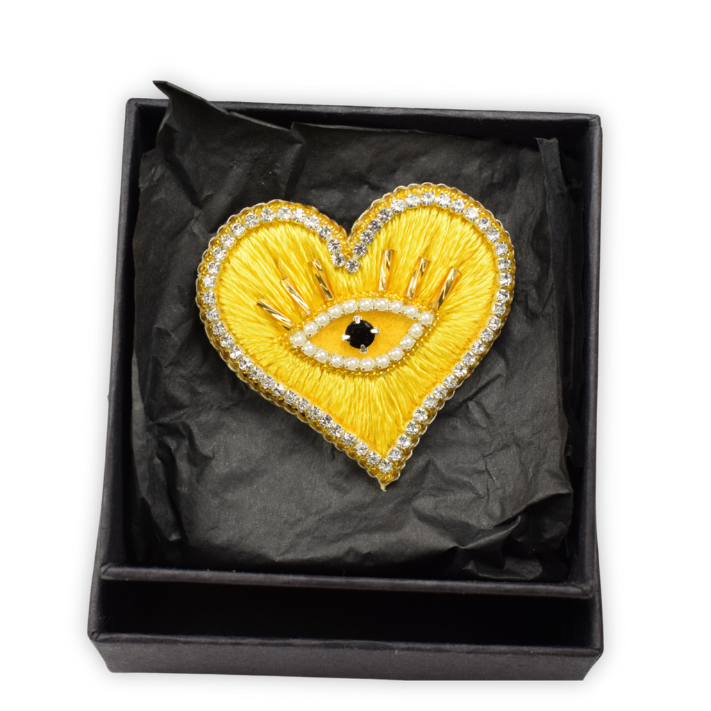 Nesican Broche Cœur Mystique Jaune