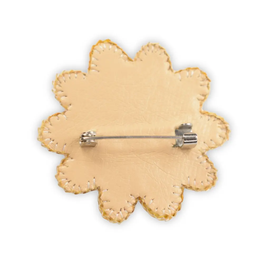Nesican - Broche Fleur Orange & Or – Finition dorée (2).webp