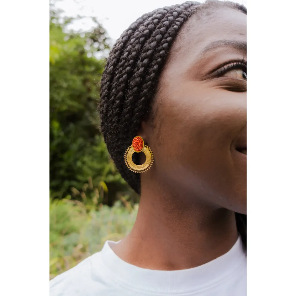 Nesican Boucles d'oreilles chandelier rouge (2).webp