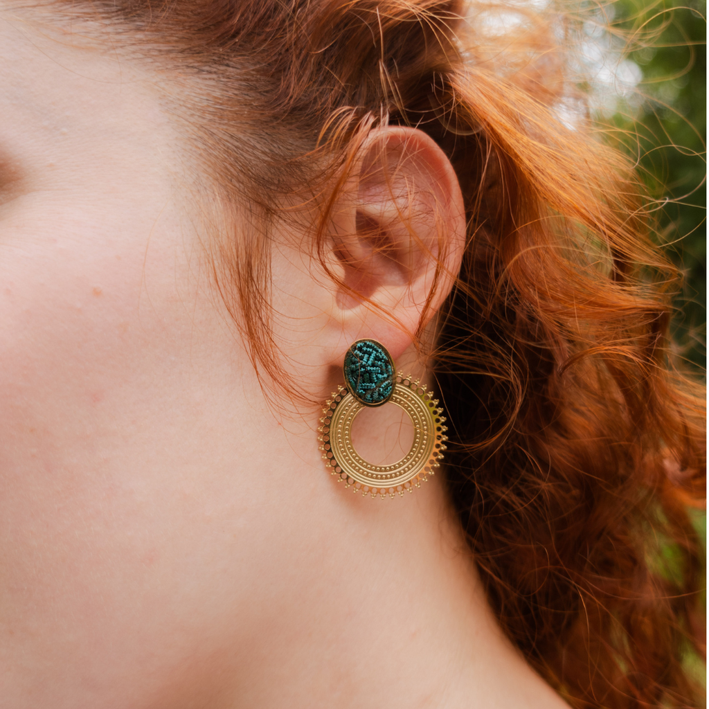 Boucles d'oreilles chandelier bleue