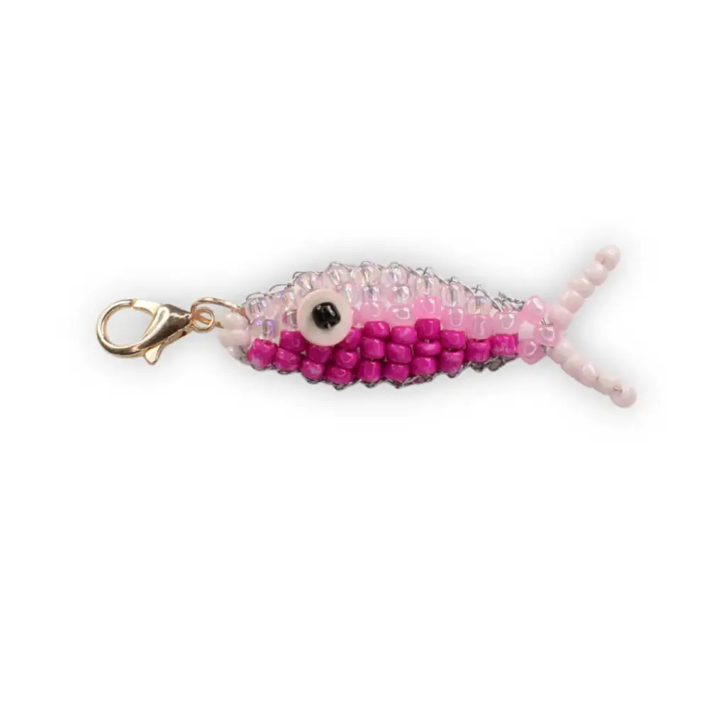 Porte-clés / Charms – Poisson perlé Rose