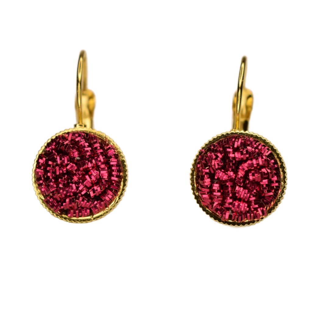 Boucles d'oreilles dormeuse framboise