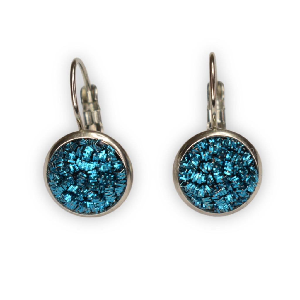 Boucles d'oreilles dormeuse bleue