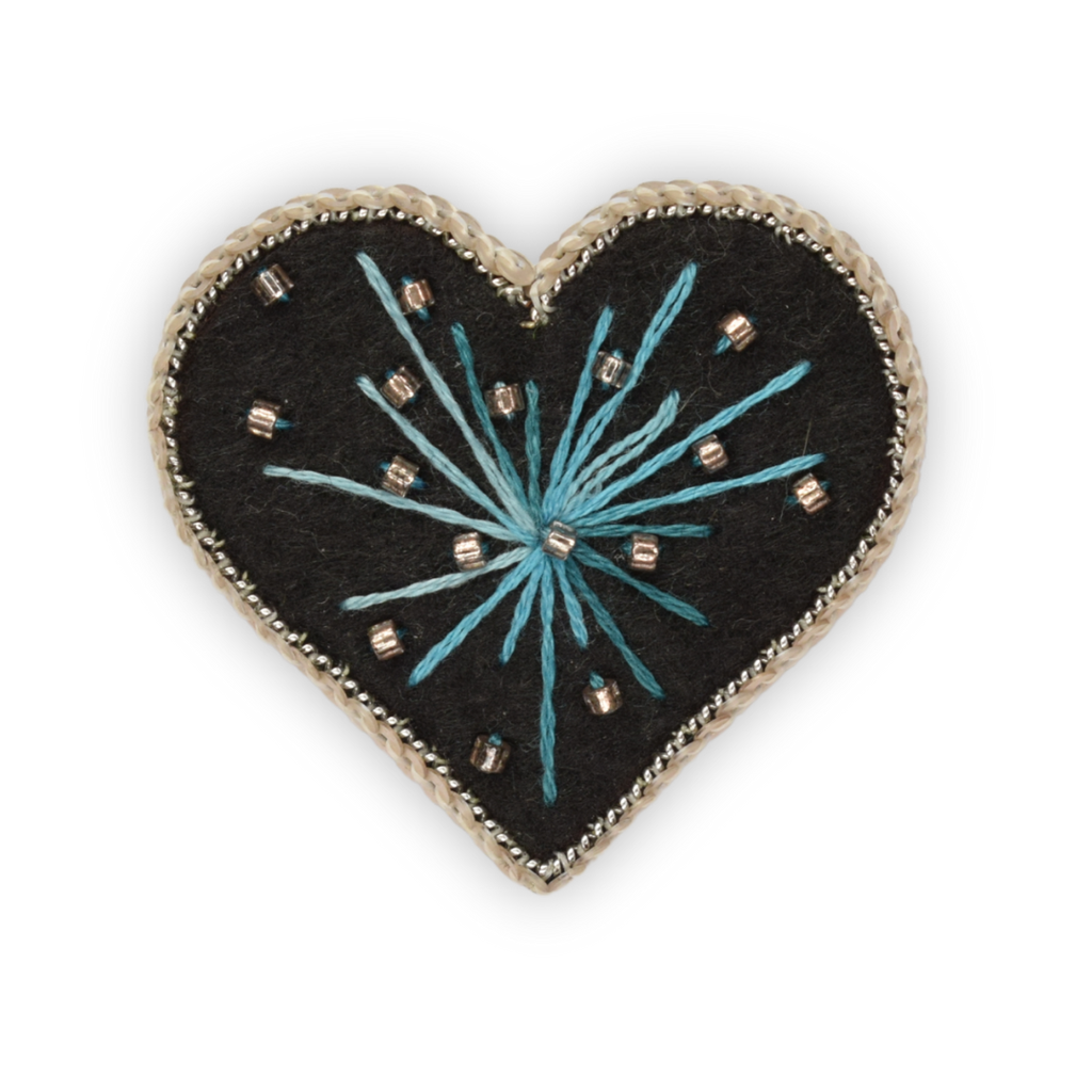 Broche - Cœur feu d'artifice bleu