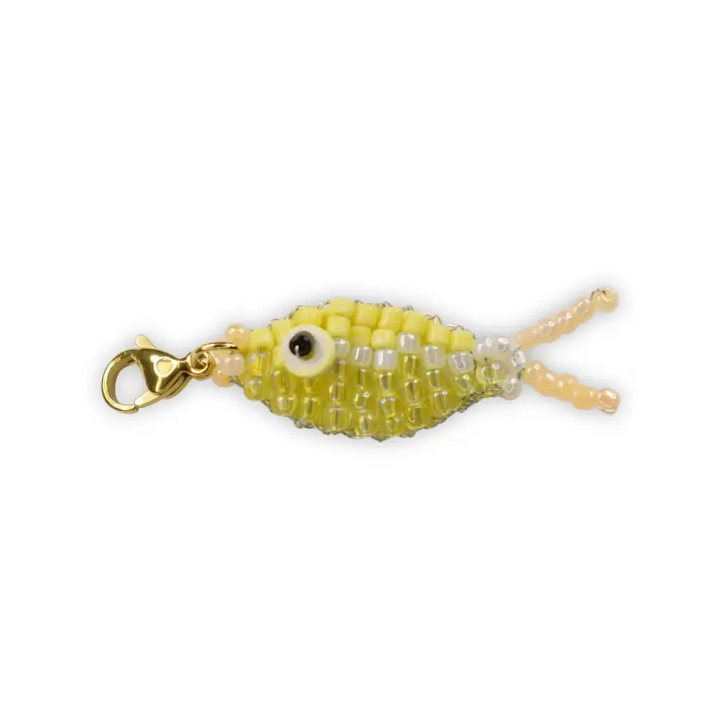 Porte-clés / Charms – Poisson perlé Jaune