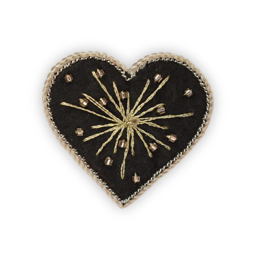 Broche - Cœur feu d'artifice argent