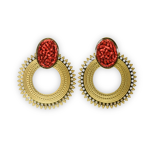 Boucles d'oreilles chandelier rouge