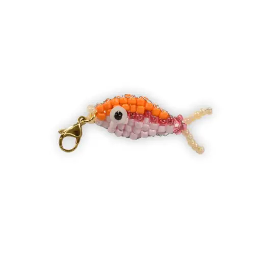Porte-clés / Charms – Poisson perlé Rose